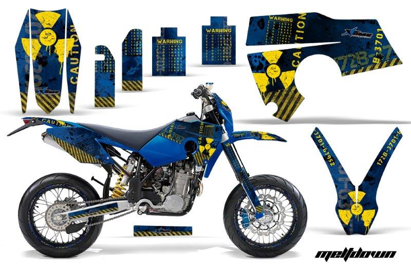 Husaberg FE FS 06-08 Graphics Kit Meltdown Yellow BlueBG NPs